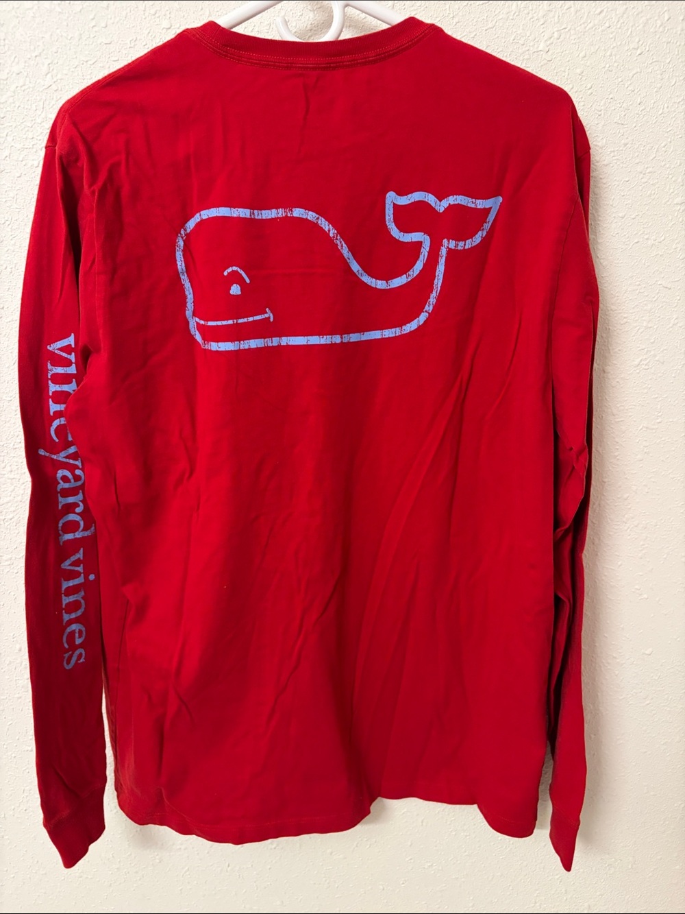 Vineyard Vines Red Long-Sleeve Whale Pocket Tee
